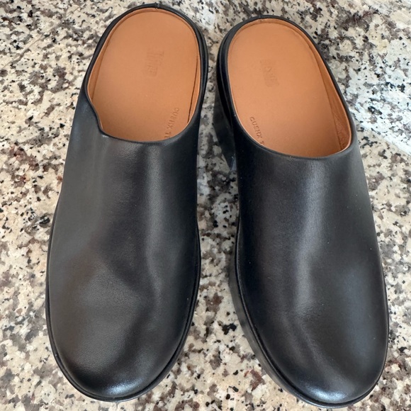 Like New Women's FitFlop Black Platfforms Leather Heeled Mules size 6 - Picture 2 of 5